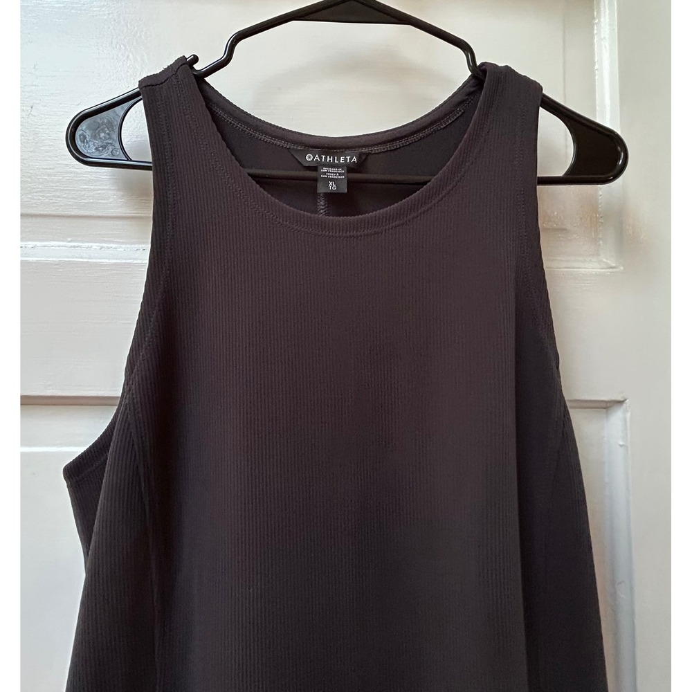 Athleta Seasoft Rib Midi Tank Dress Gray Sleeveless Crew Neck XL NEW $115 - Picture 5 of 9